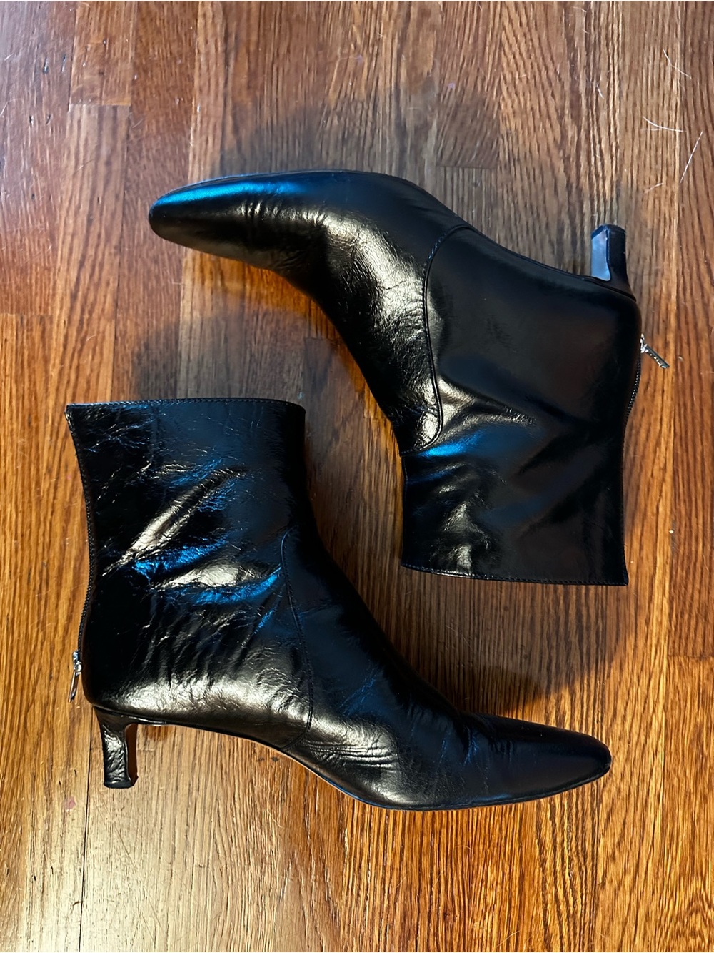 Madewell The Dimes Kitten Heel Leather Boots Black Size 9